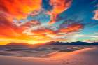 Sandy desert at sunset or sunrise with footprints. (AI Generated) Art Print